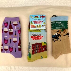 Unique NEW Socks with Horse and Wine Designs from Saratoga Springs
